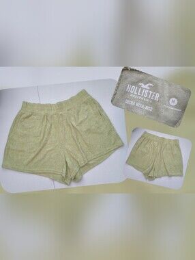 Hollister Women's Sage Green Terry Lounge Shorts